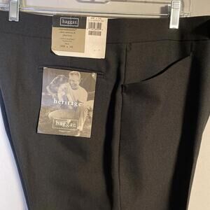 NWT Haggar Expandomatic Classic Fit Flat Front Dress Pant Black 38 X 34